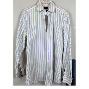 Brooks Brothers x Thomas Mason Superfine Shirting Striped Shirt Italy Sz 17-1/2‎